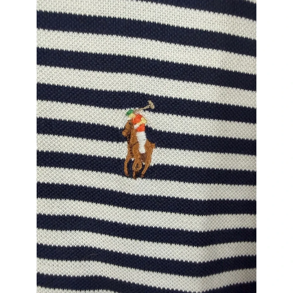 Polo Ralph Lauren Mens XLT Tall Navy White Striped Pima Cotton Polo Shirt  New